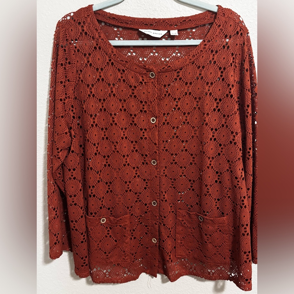 Susan Graver crochet look button up jacket